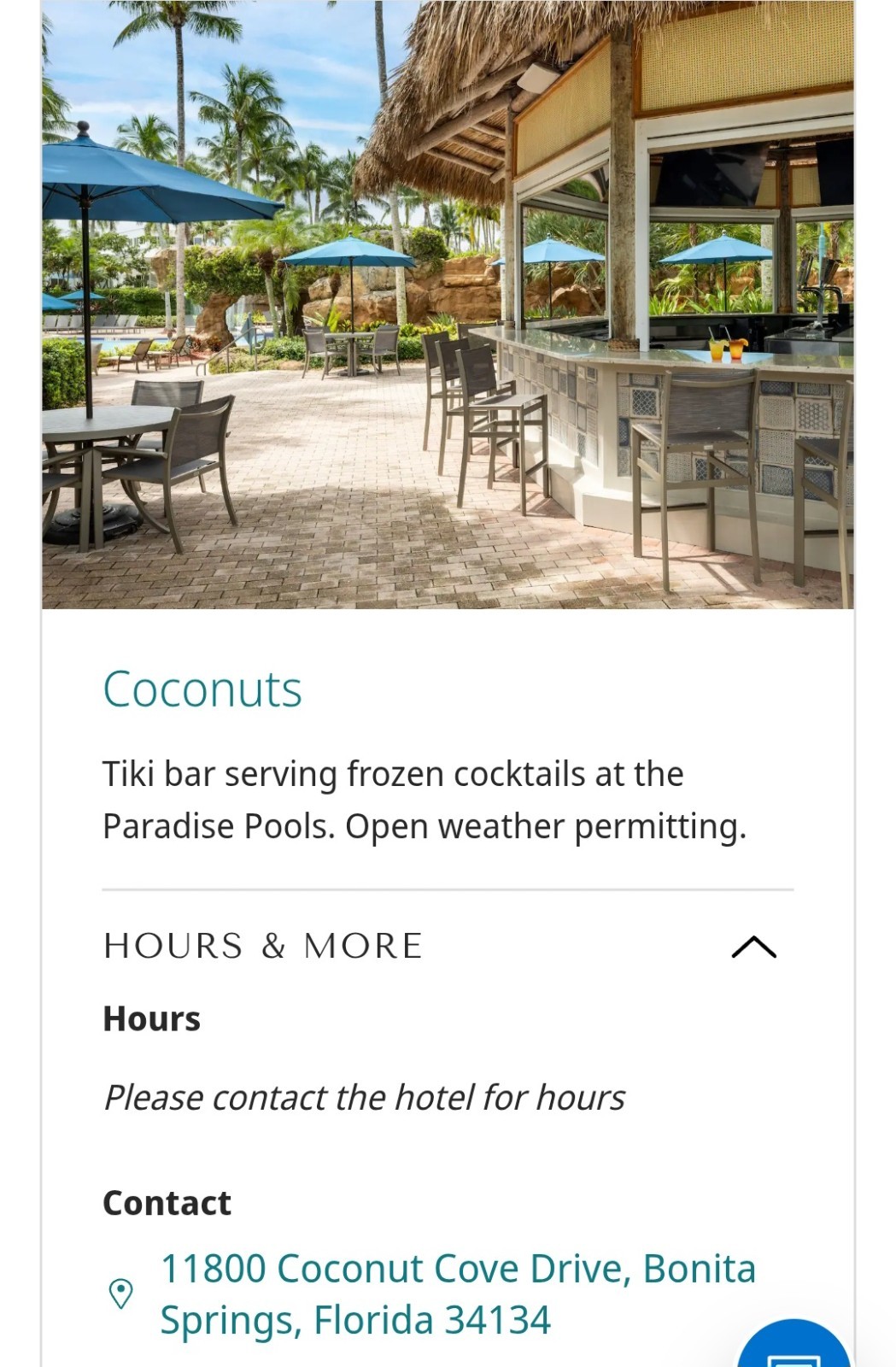 6 night Hyatt Coconut Cove June 27 July 3 Studio sleeps 4 Bonita Springs Florida