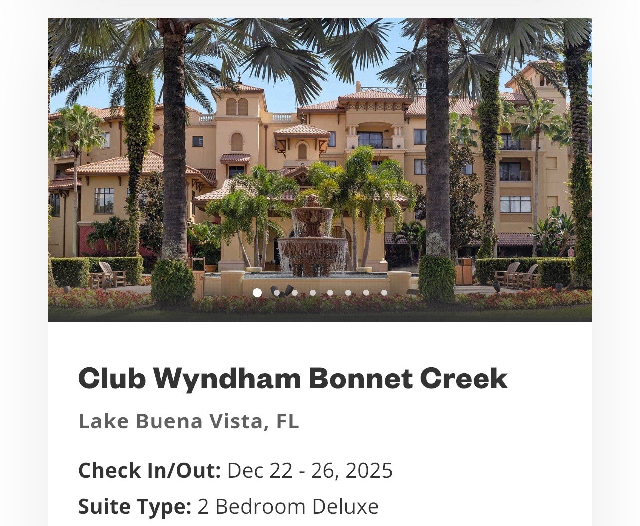 WYNDHAM BONNET CREEK ORLANDO 2 Bd DELUXE 4 Nights RENTAL 8/24 – 8/28 2026 DISNEY