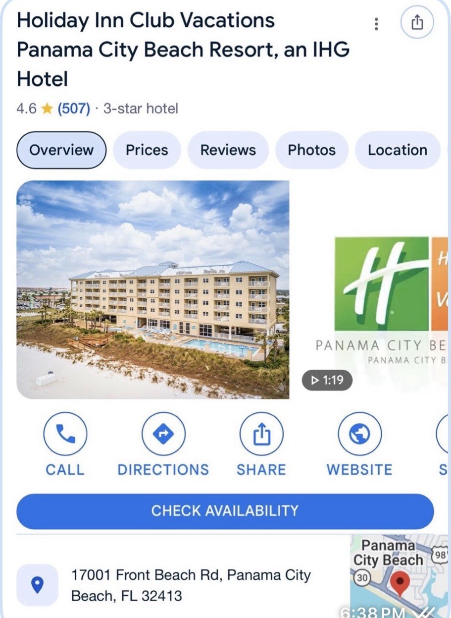 Panama City Beach One Bedroom Oceanfront View Sleeps 4. July 18-25