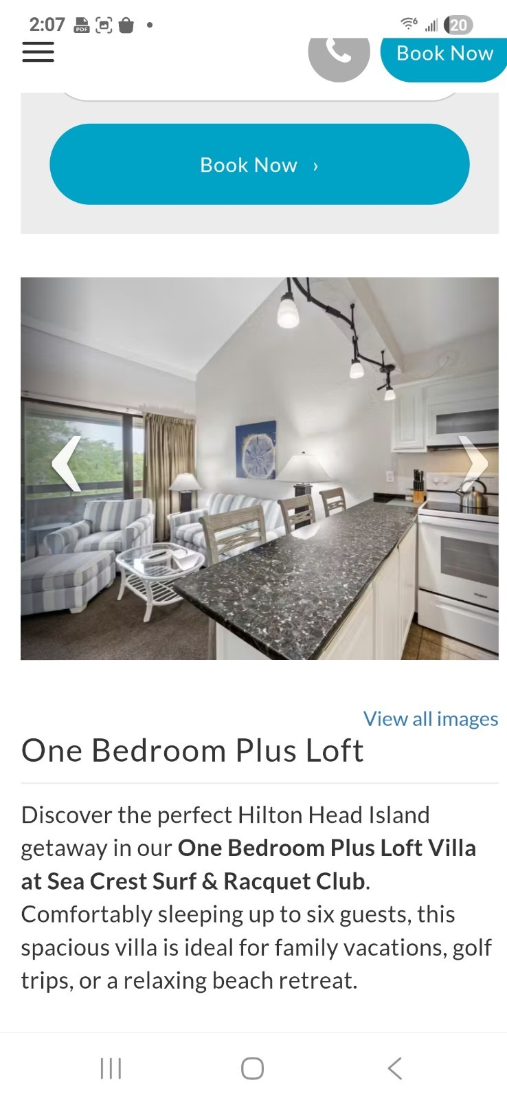 Hilton Head Island 1 Bedroom Plus Loft Villa Vacation Rental, Sleeps 6, 1 Bath
