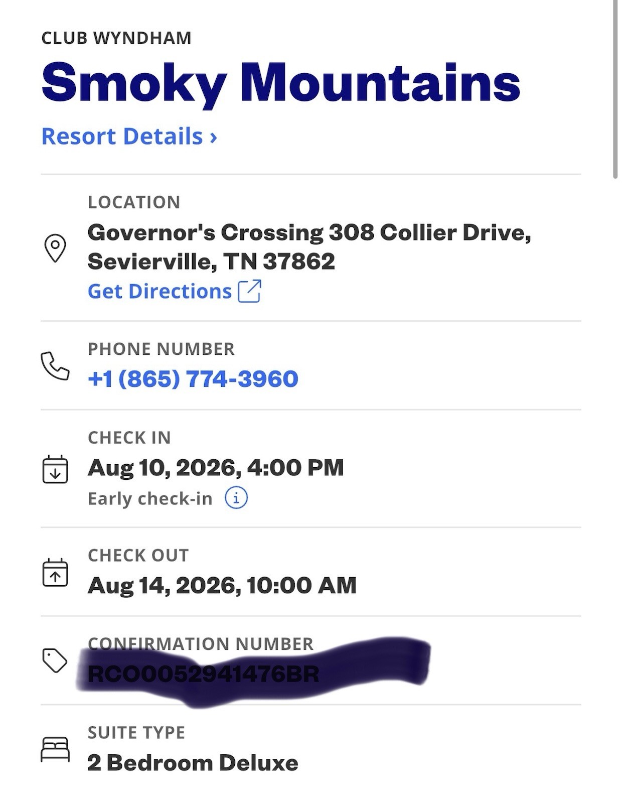WYNDHAM Smoky Mountains 2 Bdrm DELUXE 4 Nights RENTAL 8/10 – 8/14 2026 Tennessee