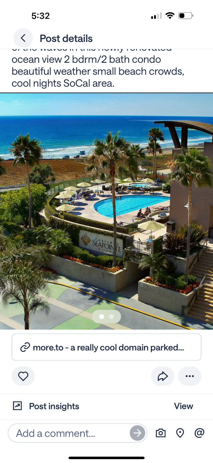 Beach rental, ocean view, 2 bdrm/2baCarlsbad, north san diego california