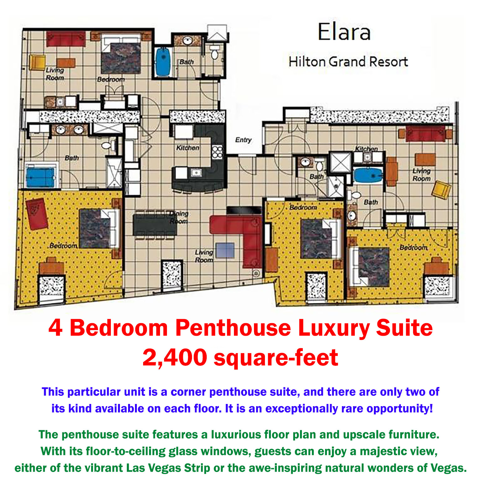 Hilton Elara Las Vegas 4BR PENTHOUSE 7 NIGHTS ANYYEAR EDC CES hotel resort hyatt